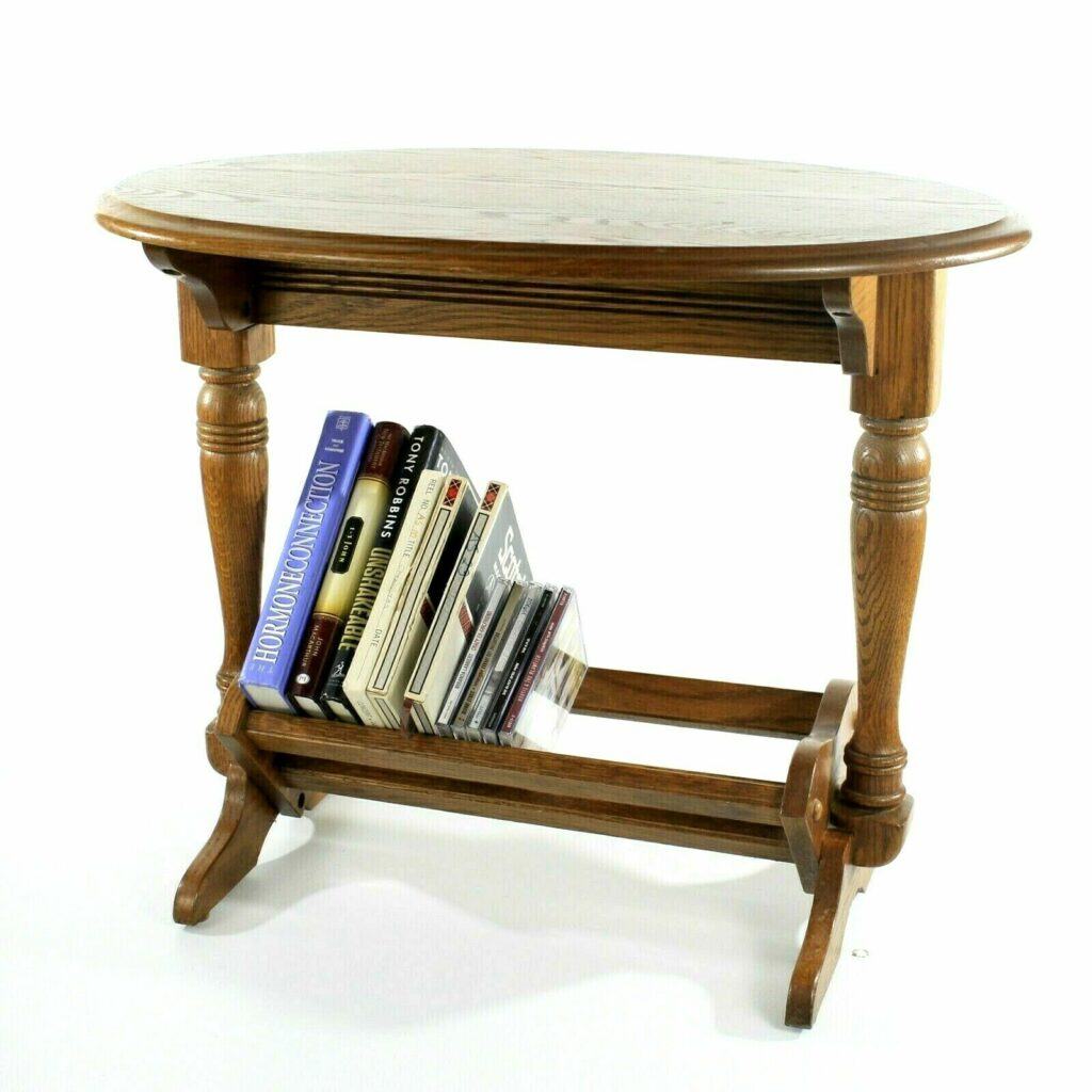 Accent furniture—Vintage wooden accent table with Book CD rack