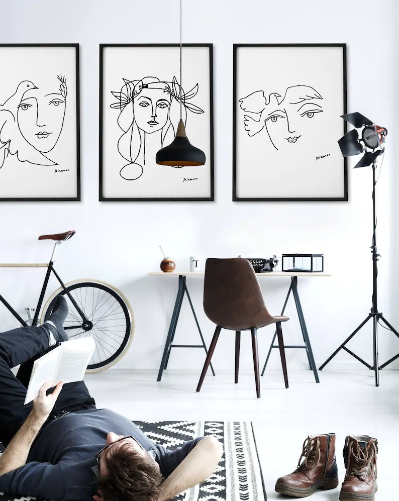 Wall Art Prints—Picasso Black & White Print posters