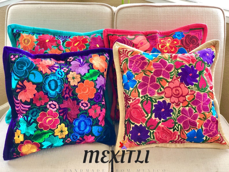 Mexitlii Boho Style Embroidered Cushion