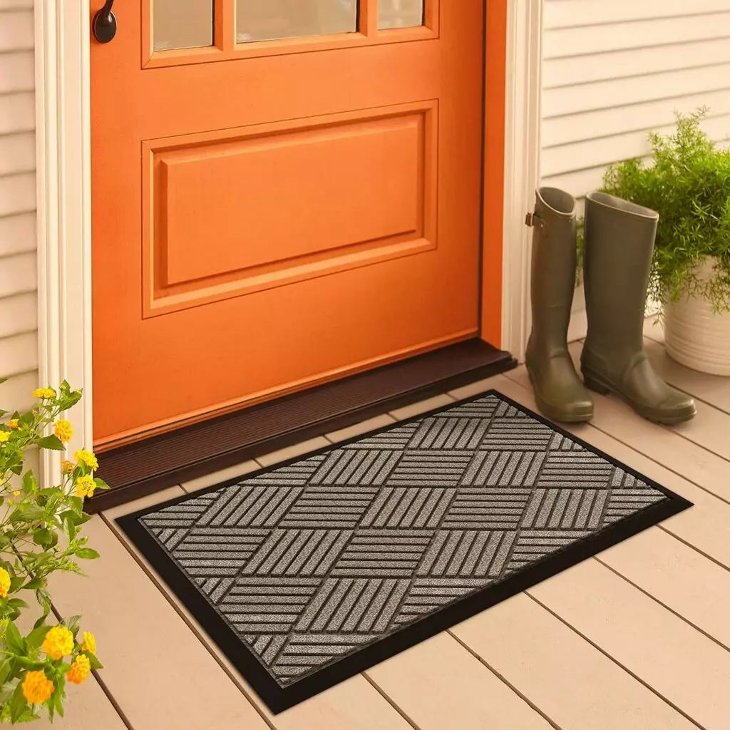 LuxUrux Durable Rubber Door Mat-Grey