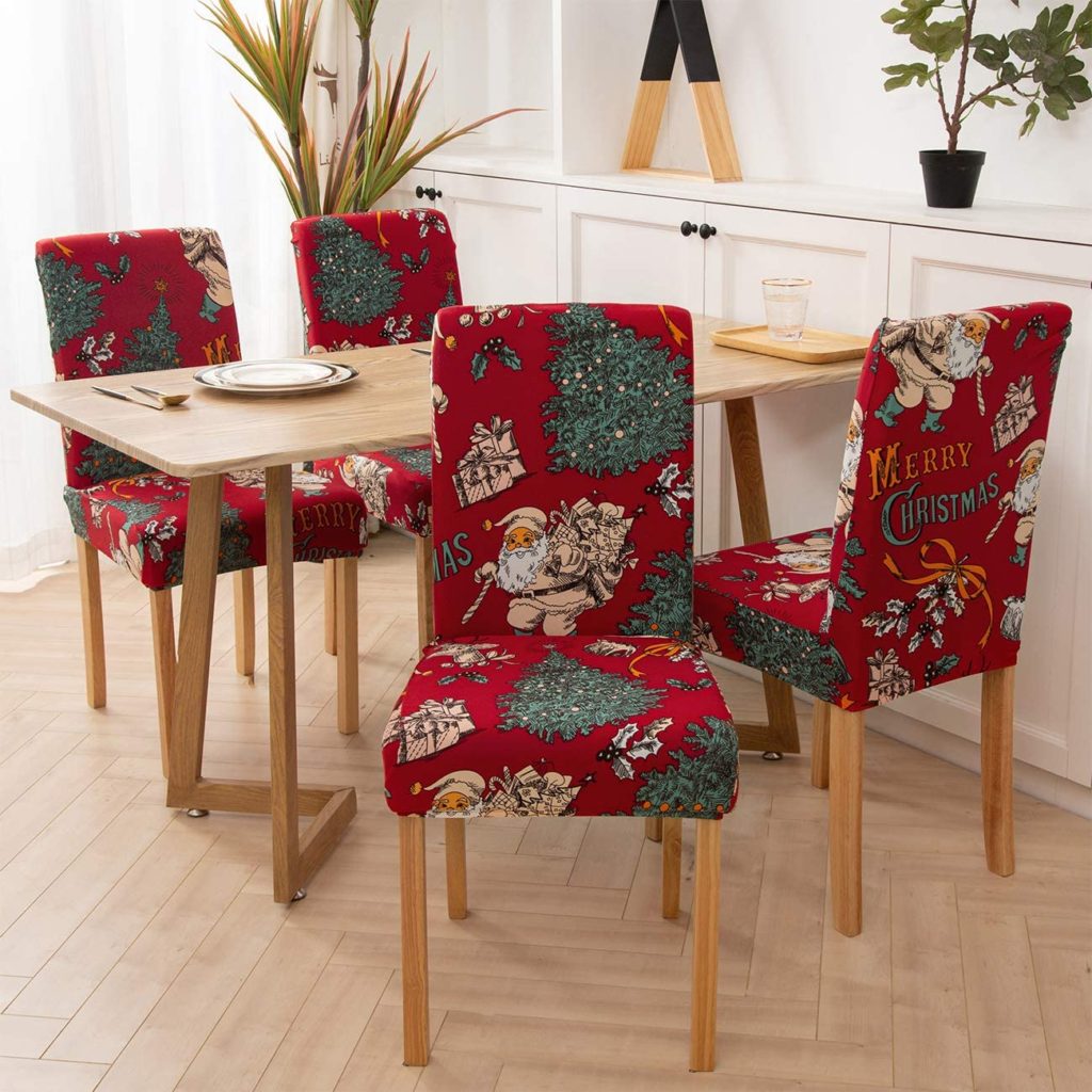 Christmas-themed  dining chairs slipcovers