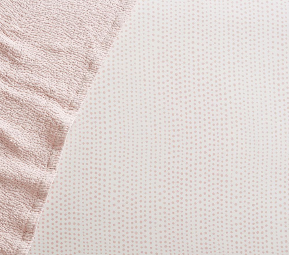 colorful crib sheets—100% Cotton Percale Blush Falling Dot Crib Sheet