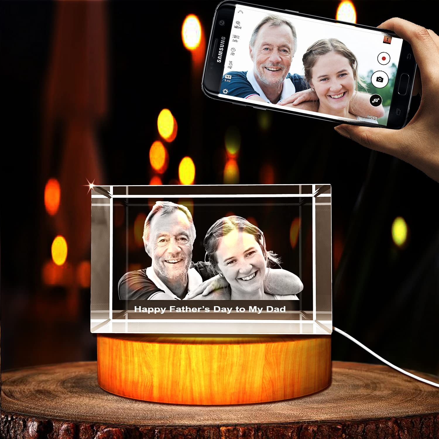 Personalized Father's Day Gift Ideas—Personal-Custom-3D-Photo-Engraved-Crystal