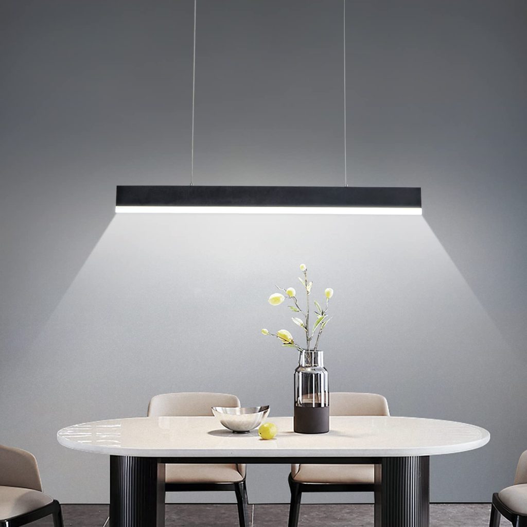dining room lighting ideas—Dimmable Linear Desk Pendant Light