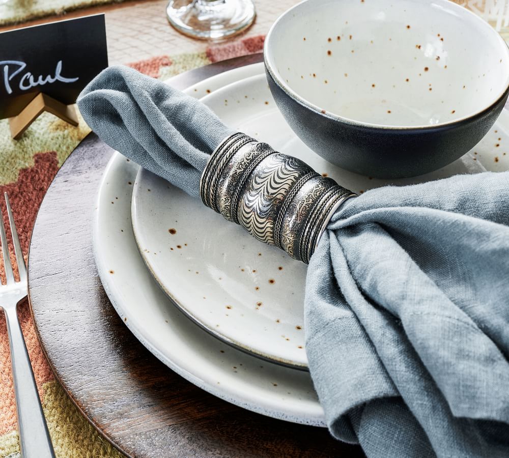 Arabic Design—Etched Bandle Brass Napkin Rings