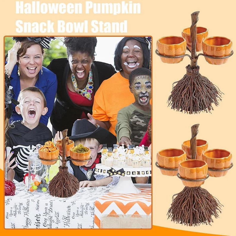 Halloween Pumpkin Snack Bowl StandServe
