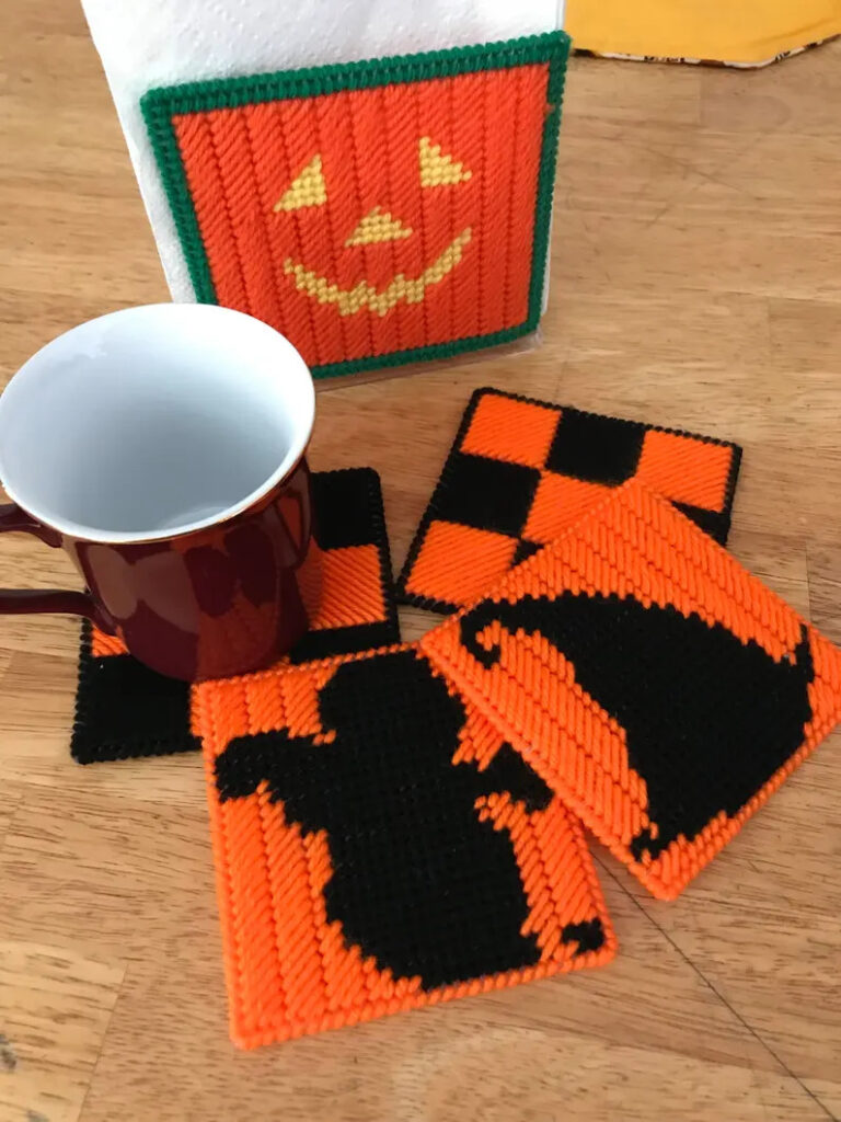 Halloween handmade napkin holder and coaster