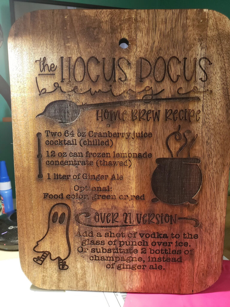 Hocus Pocus Recipe Cutting Board