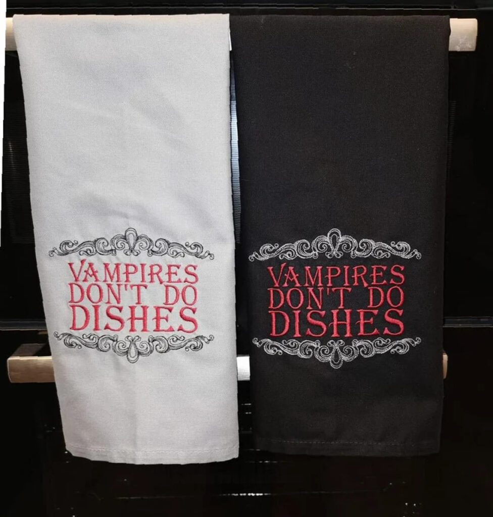 Halloween Kitchen Decor—Vampire Tea Towel