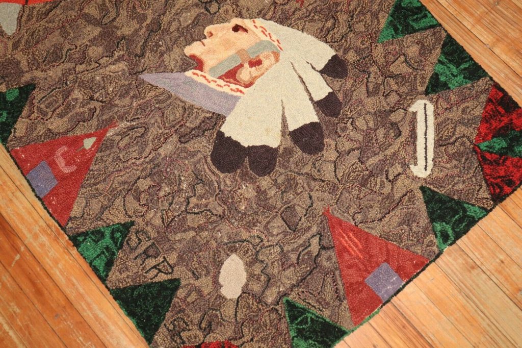 Vintage American Hooked Chief Carpet
