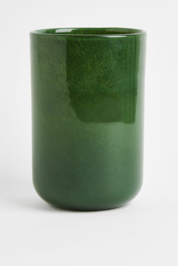 Arabic Design—Dark green glass vase