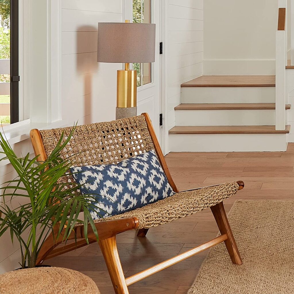 Light Oak Seagrass Weave Accent Chair