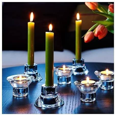 Royal Glass (Set of 4) Unique Reversible Tea Light Candle Holder