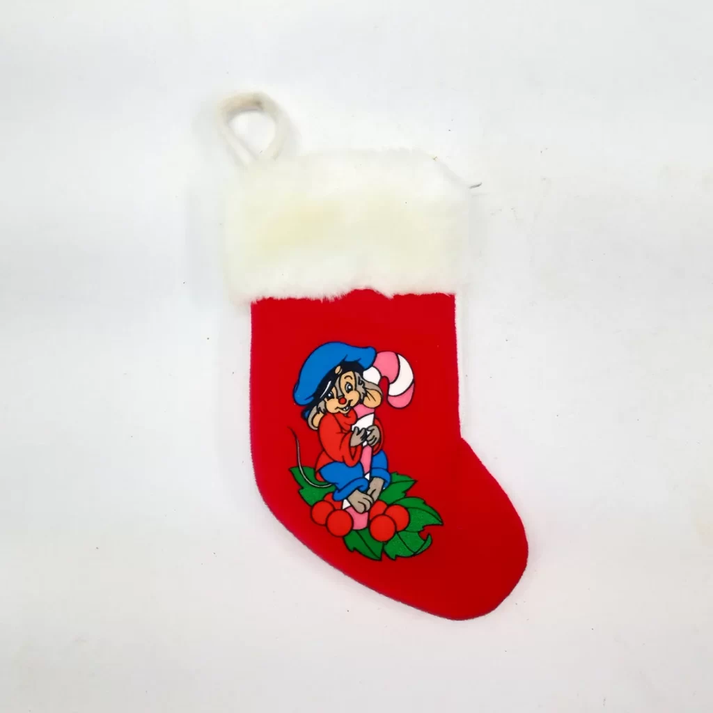 Vintage Disney Christmas Ornaments—1980s Vintage Fievel mouse stocking