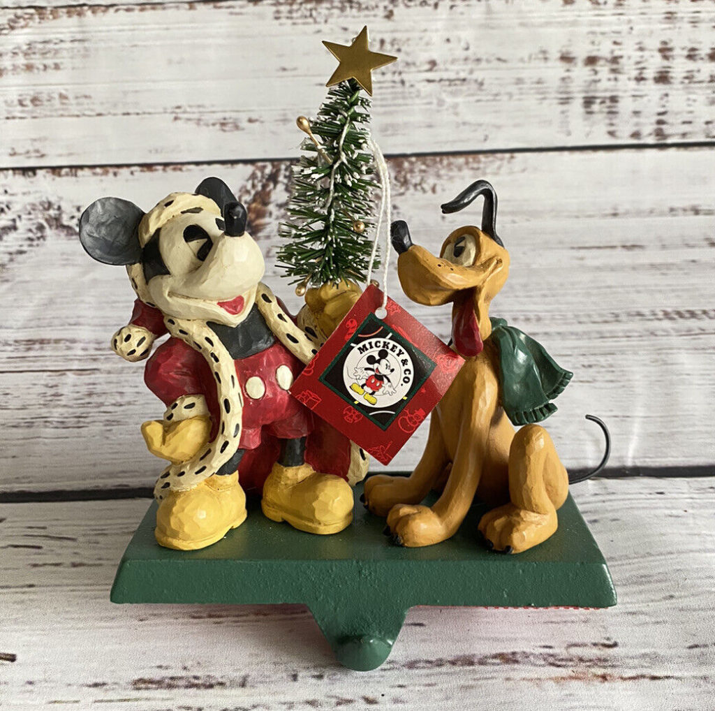 Vintage Rare Disney Mickey Santa & Pluto Christmas Stocking Hanger 