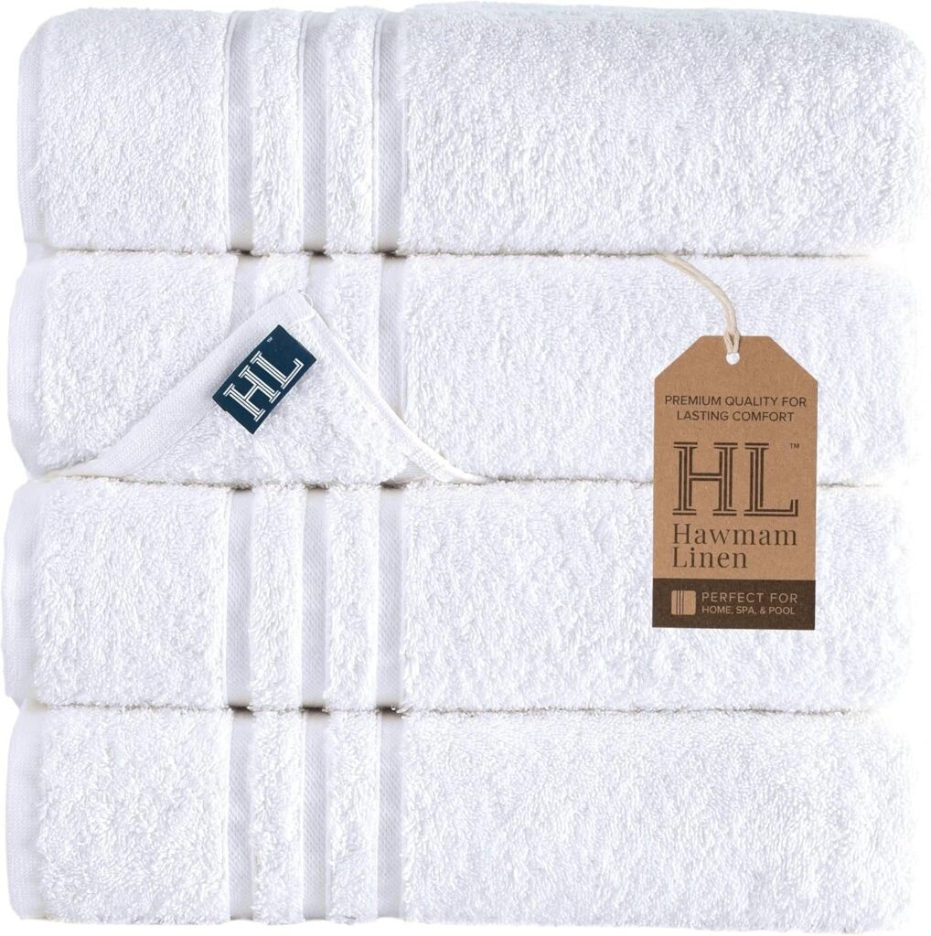 Hawmam Linen 100% Turkish Contton Bath Towels 4 Pack