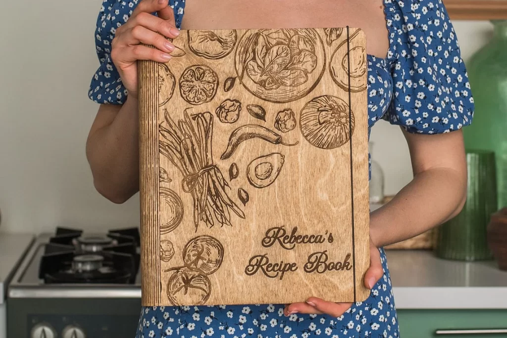 Personalized Handmade Recipe Book with Wooden Cover