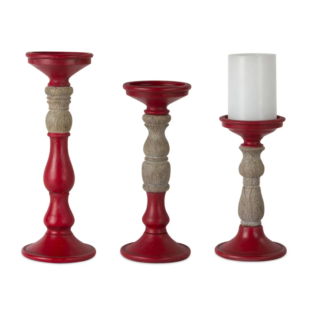 Red Resin Candle Holder , Set of Three