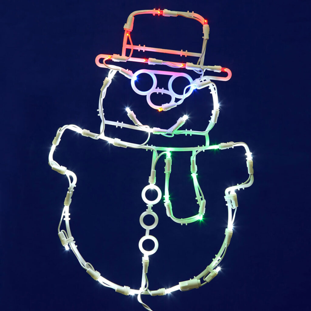 Colorful Christmas Decorations—White LED Snowman Window Decor