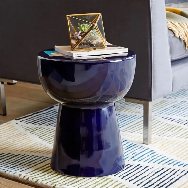 interior design trends 2022—Blue Modern Round End Table