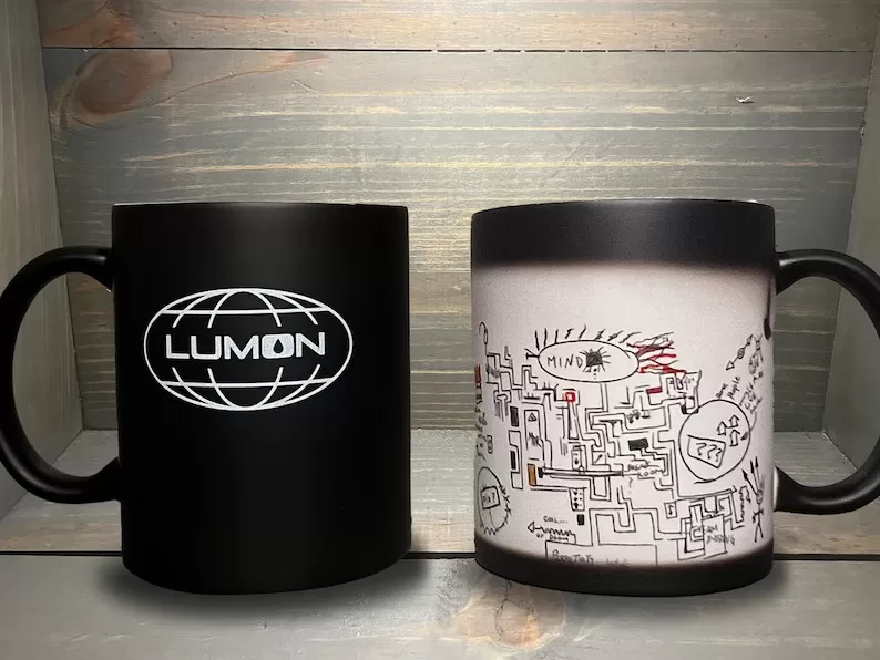 The Best Amazon White Elephant Gift Ideas and Their Alternatives—Severance Inspired Color Changing Lumon Mug with Hidden Map
