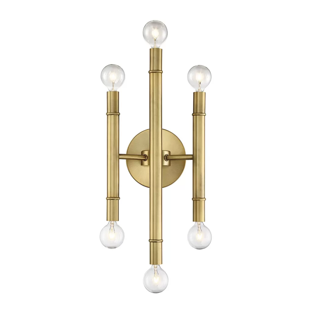 Nicollet Natural Brass Six-Light Wall Sconce