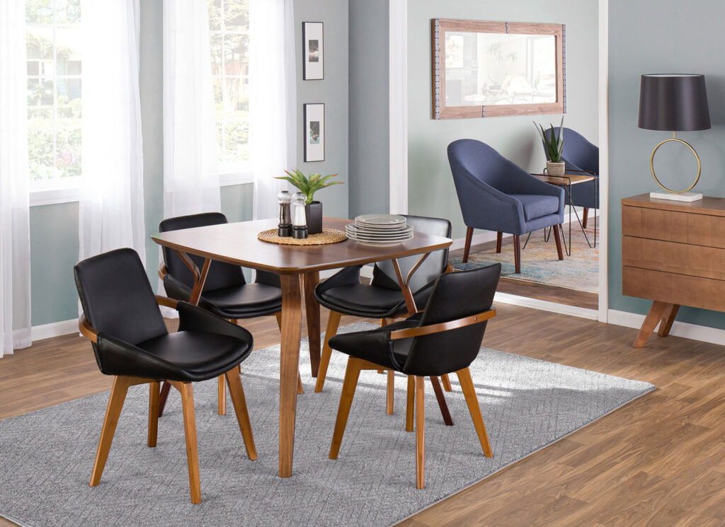 Cosmo walnut and black arm dining chair