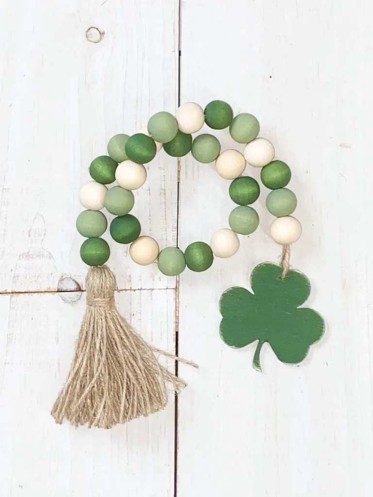 Farmhouse St. Patrick's Day Clover Wood Bead Garland