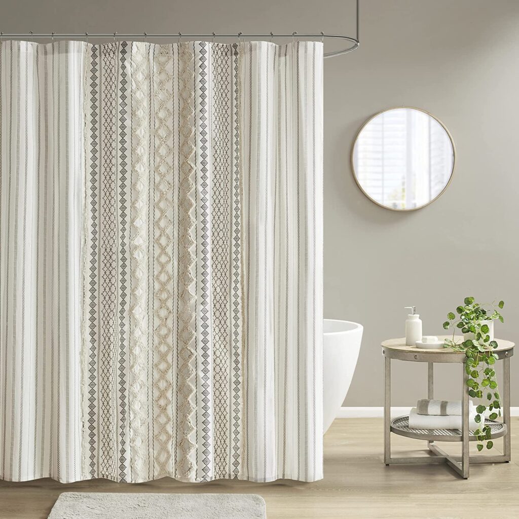 Tufted Chenille Cotton Trendy Shower Curtains