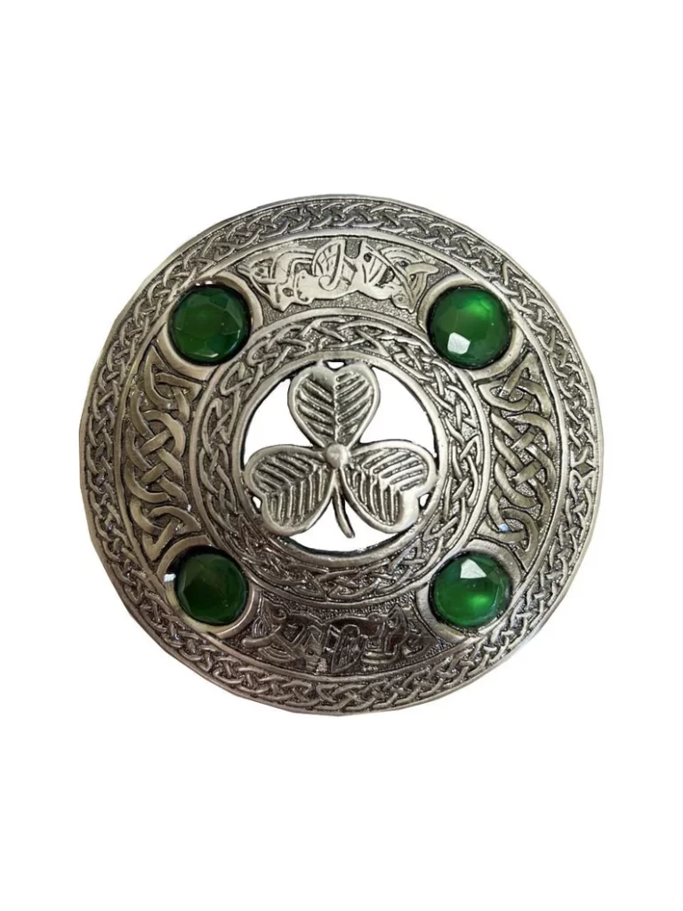 Irish Shamrock Plaid Brooch