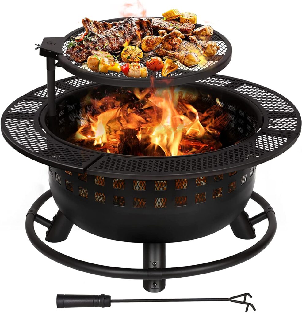 Hykolity Fire Pit With Grill Grate