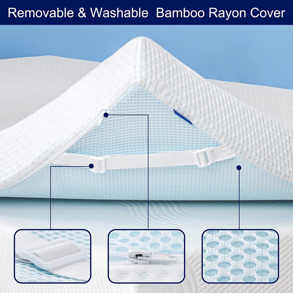 Subrtex Bed Mattress Topper with Bamboo Rayon Cover