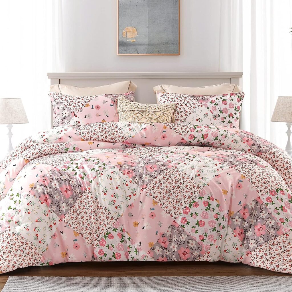 Floral Bedding—Patchwork-Printed Reversible Comforter Set