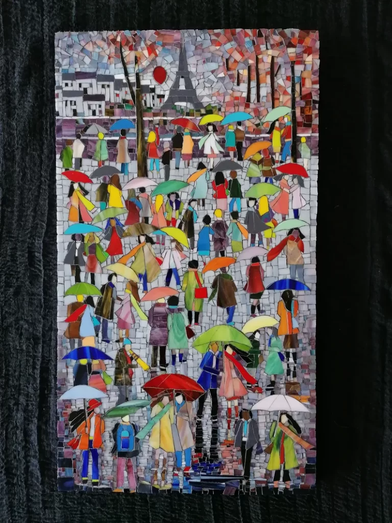 Mosaic Art Ideas—Winter in Paris Mosaic Painting