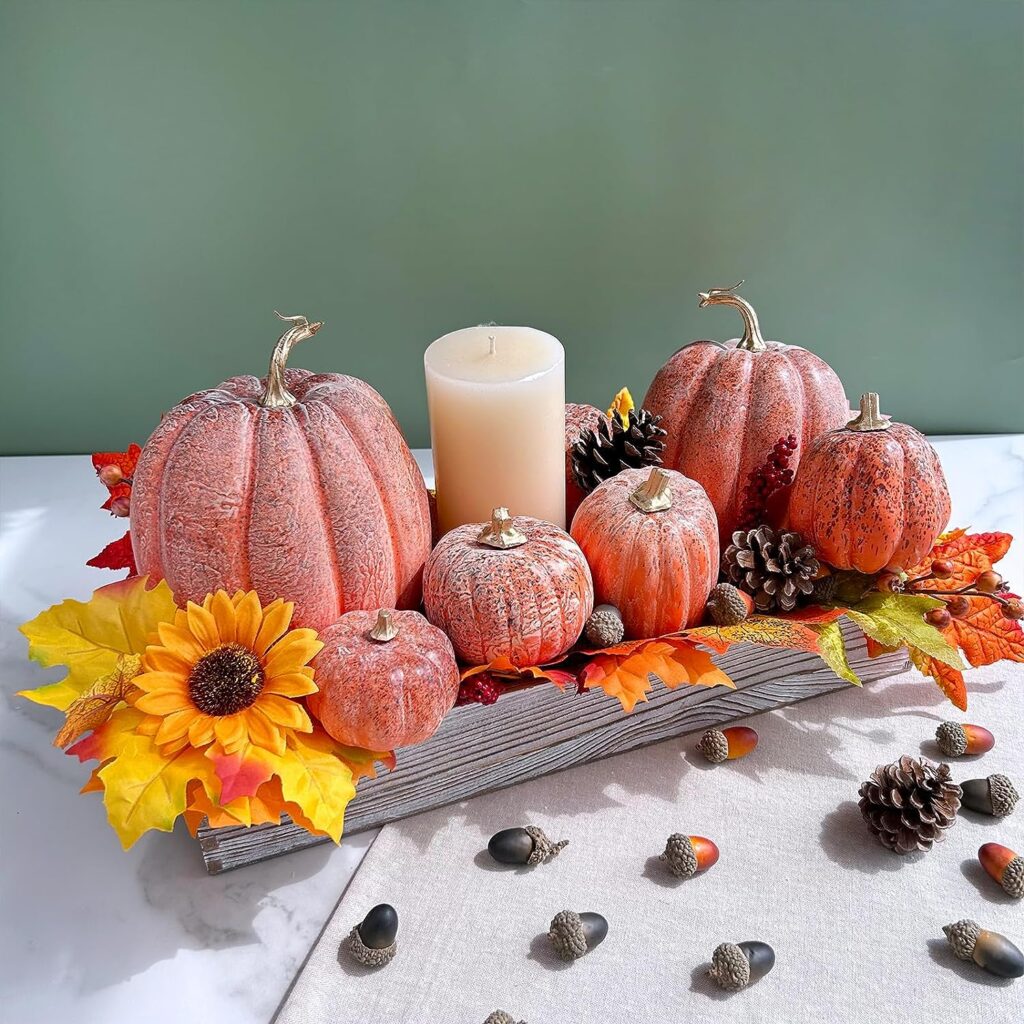 Halloween Mantel Decor—Assorted Artificial Pumpkins