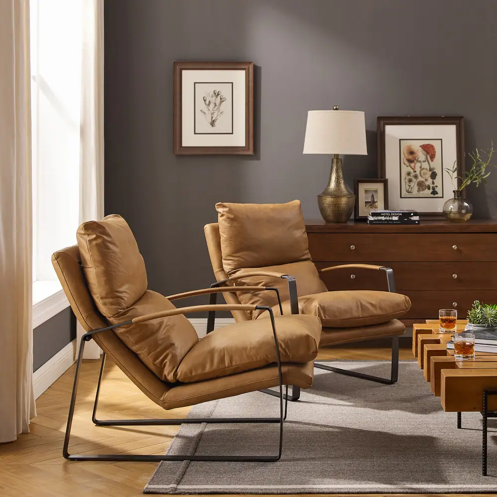 Mid-century Modern Leather Chairs—Art Leon Top Leather Lounge Chair