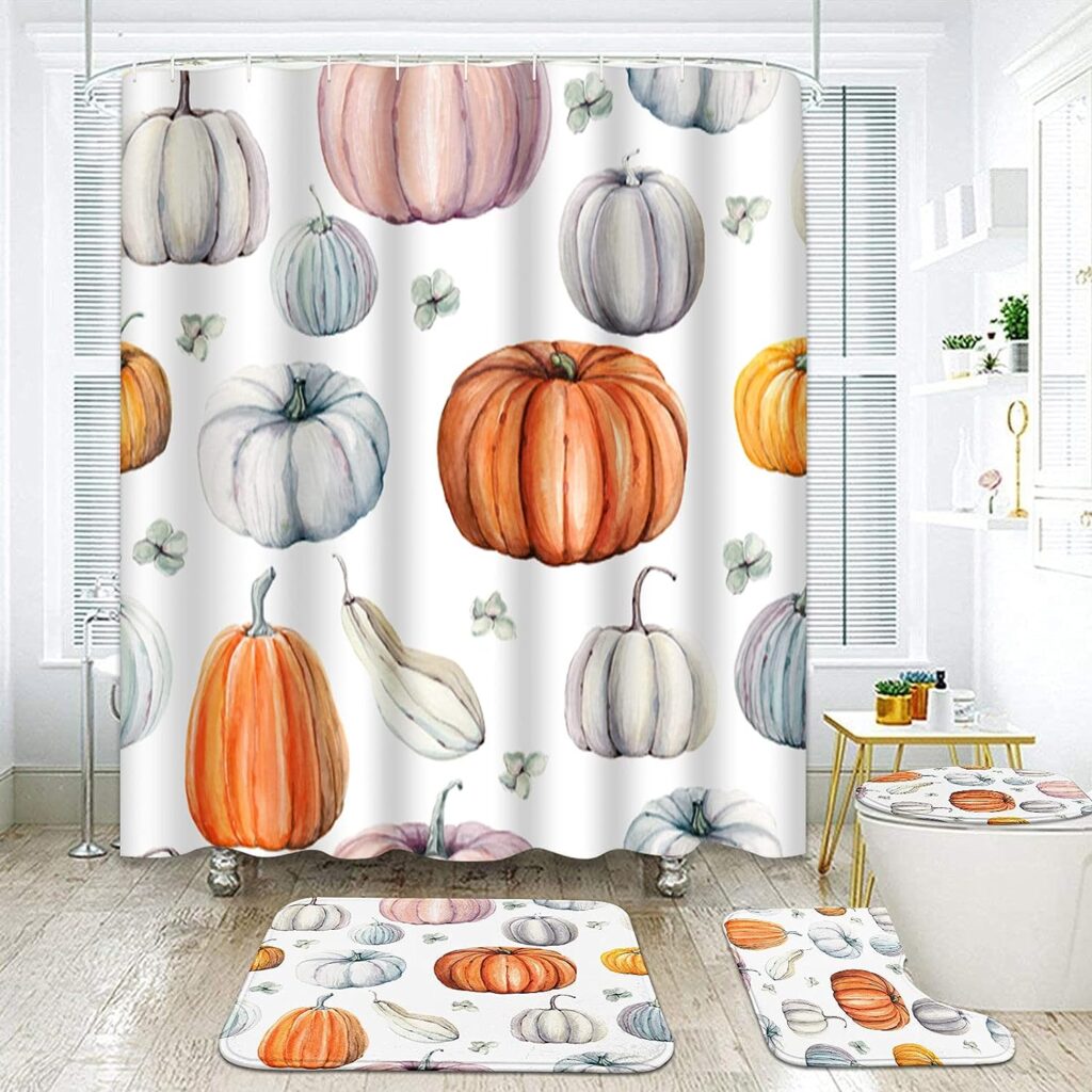 Watercolored Halloween Pumpkin Bathroom Set