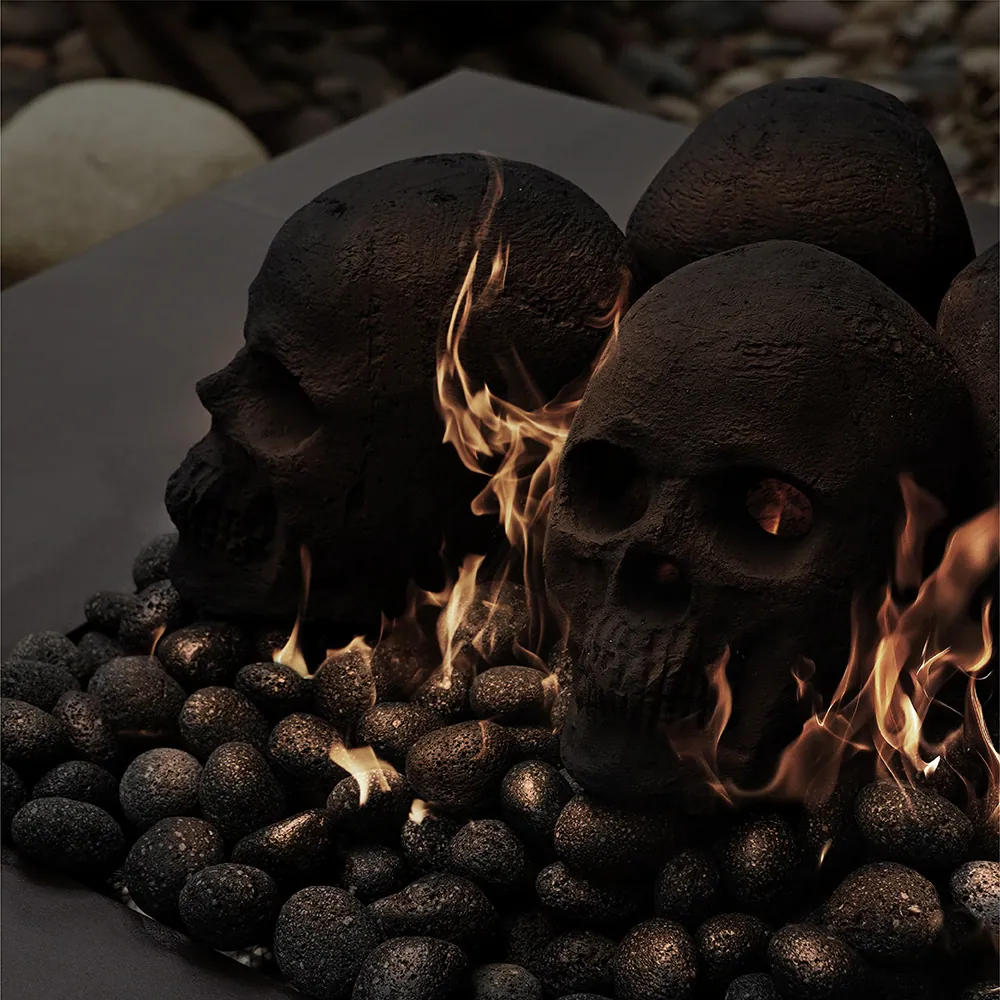 Ceramic Halloween Skull and Bones Fire Pit