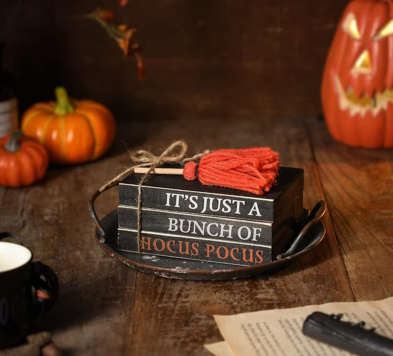 Halloween Mantle Decor—Halloween Hocus Pocus Mini Faux Book Bundle