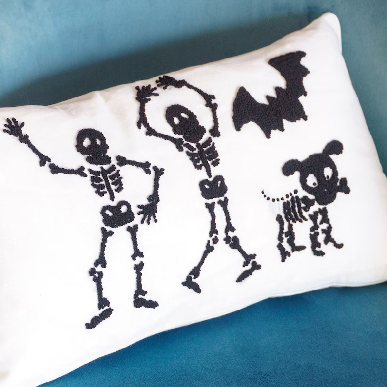 Halloween Skeleton Family Pillow