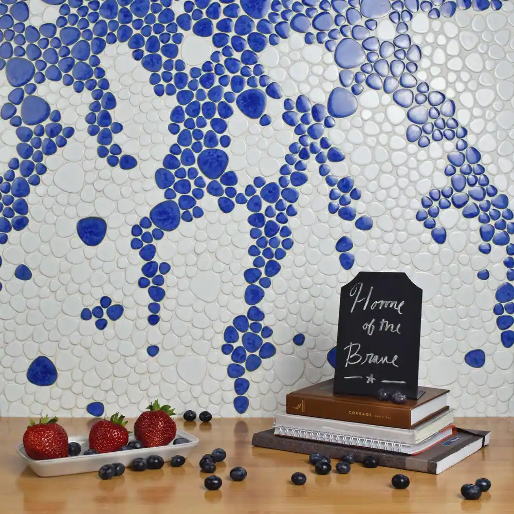 Merola Pebble Blue Cloud Mosaic Tile