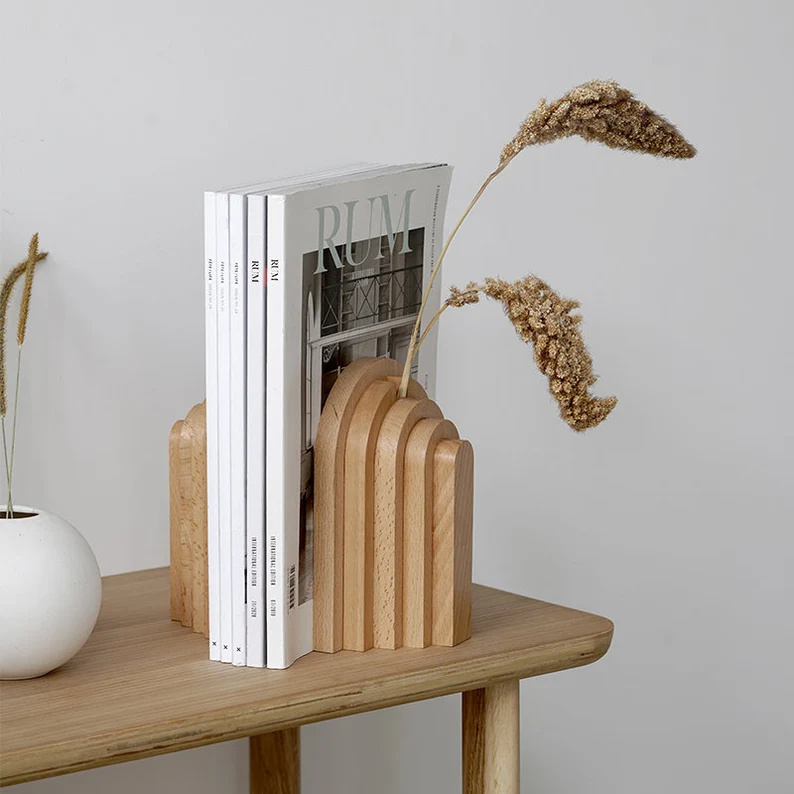 Mid-century Modern Solid Wood Bookends