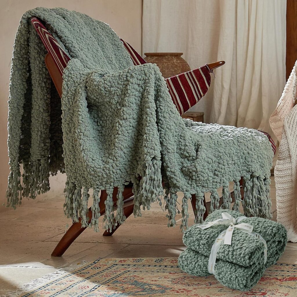 Chunky Fluffy Knit Throw Blanket