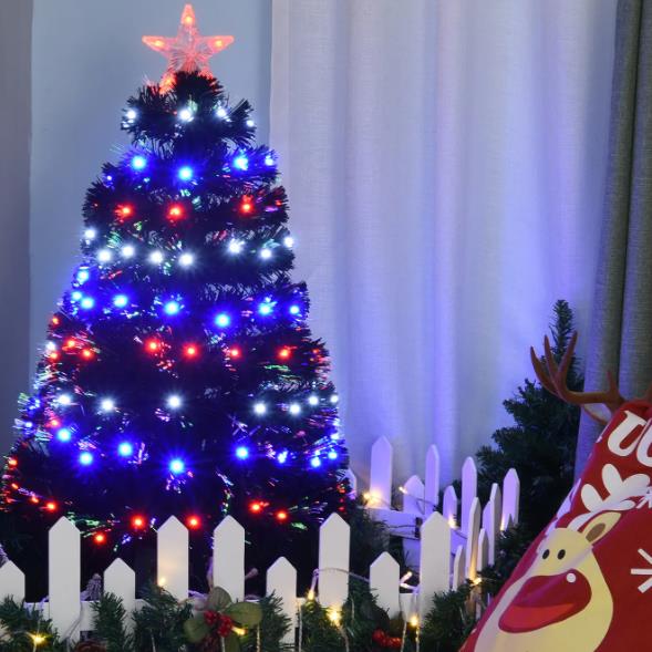 Table Top Christmas Trees—HOMCOM 3 ft. Small Prelit Christmas Tree with Stand