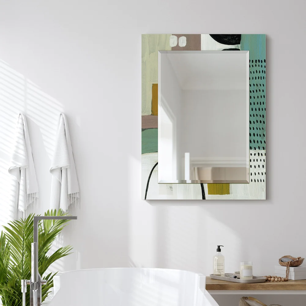 Beveled Floating Mirror on Tempered Art Glass