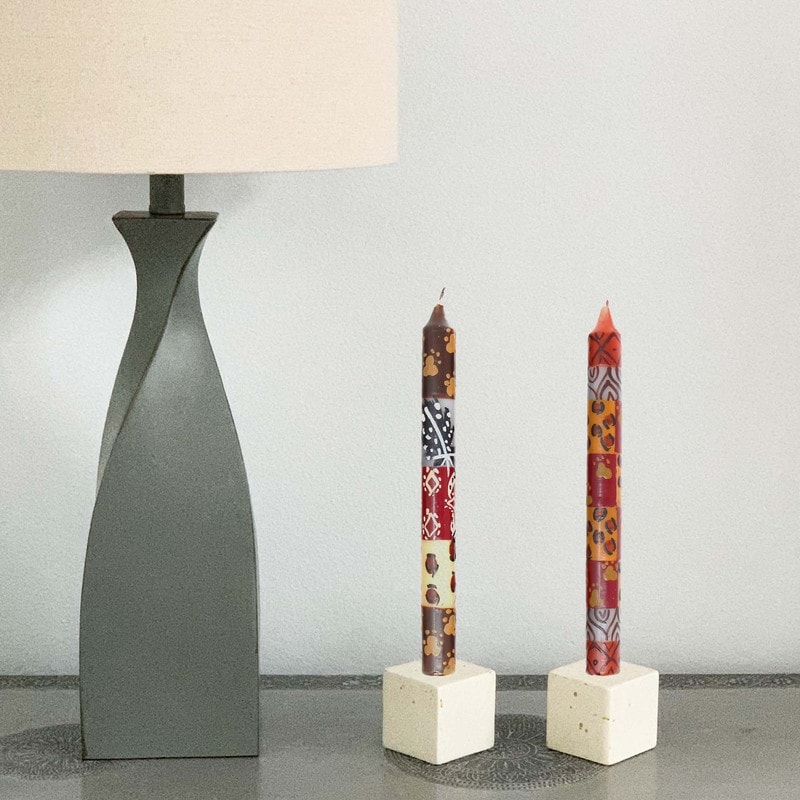 Candle Centerpieces—Handmade Uzima Design Taper Candle Set (3)