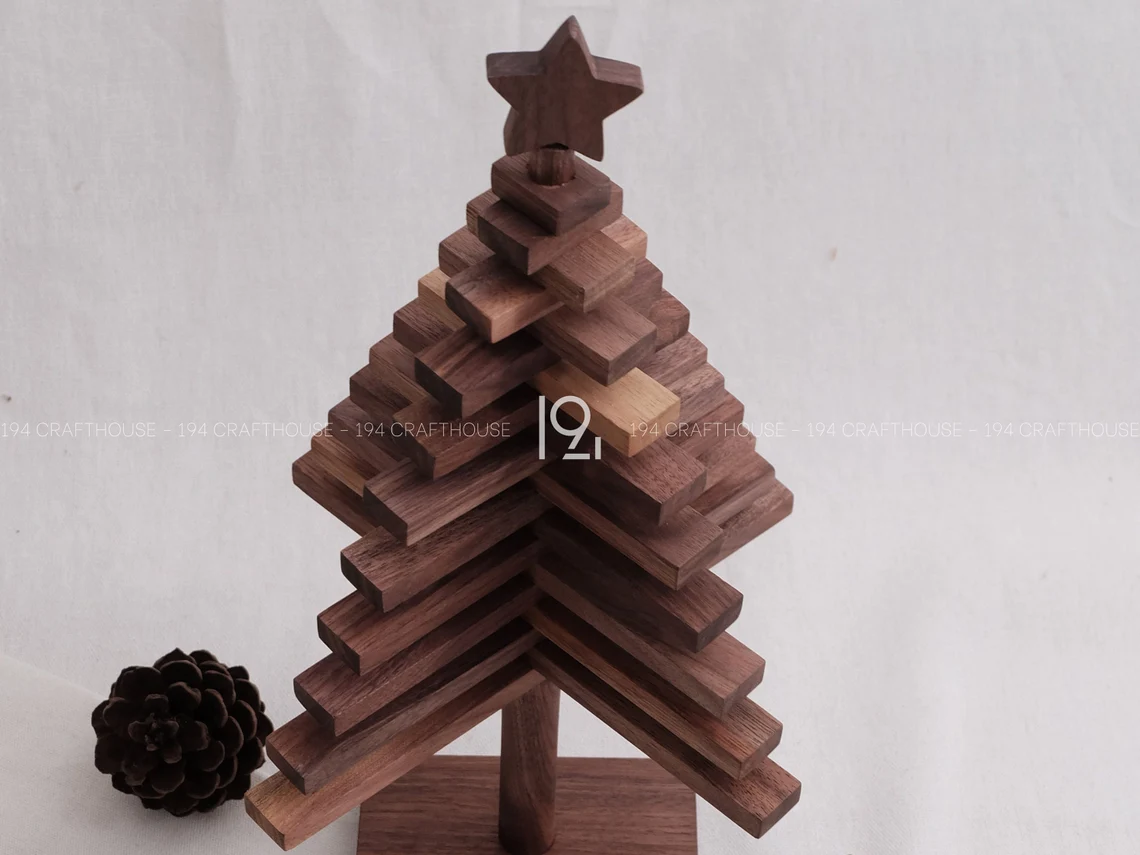 Handmade Wooden Tabletop Christmas Tree 