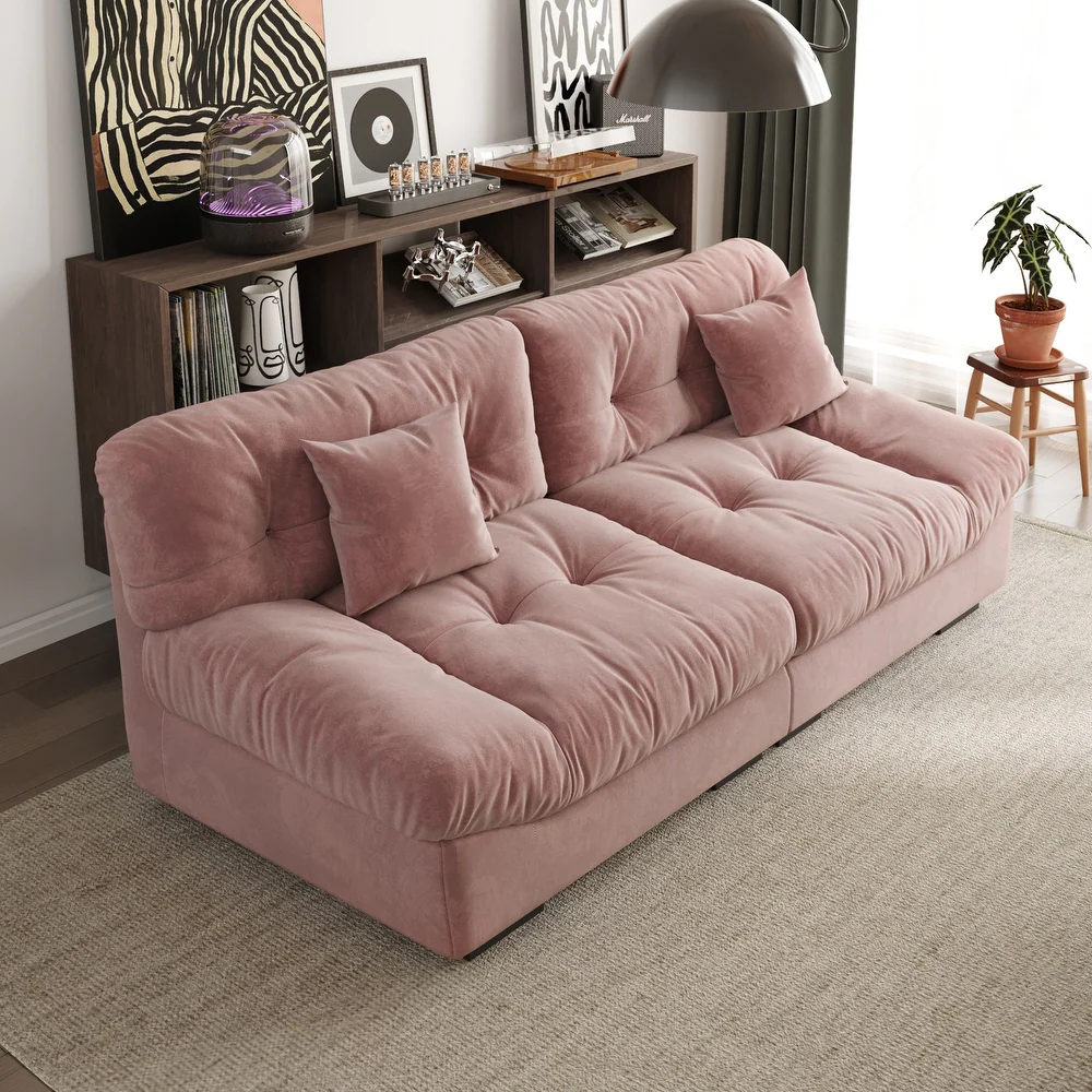 Suede Sectional Sofa Cloud Shape Couch
