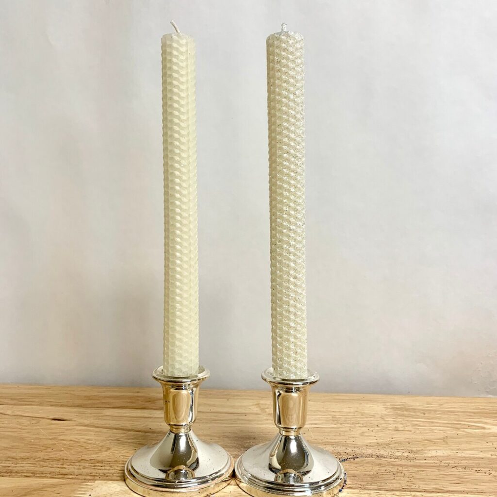 Candle Centerpieces—hand roll Honeycomb Beeswax Glitter Taper Candles