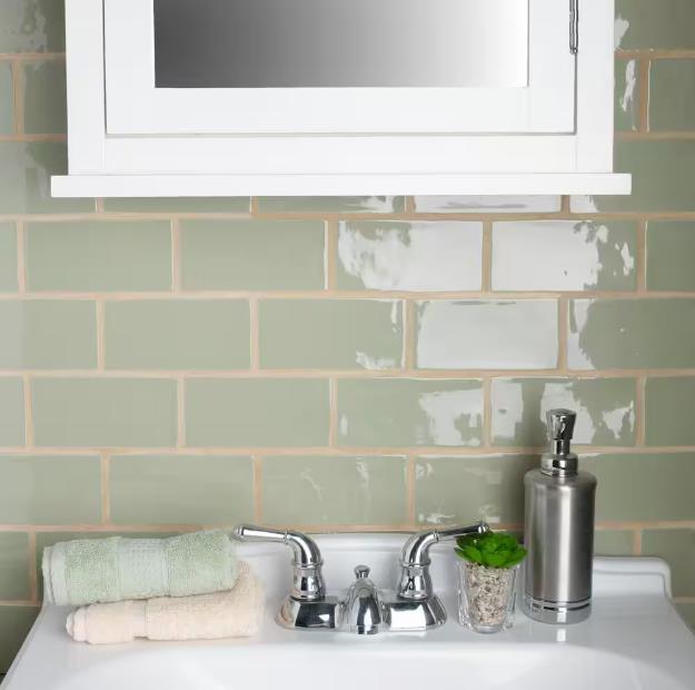 Merola Sage Green Bathroom Ceramic Wall Tile